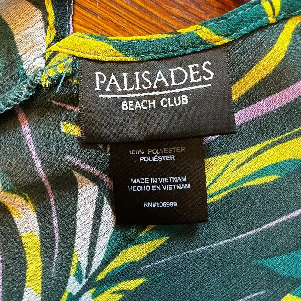 Palisades Beach Club Womens Tropical Green Printed Pullover Swim Cover-Up Size L